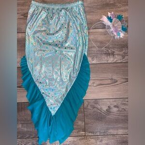 Cat & Jack Mermaid Beach Pool Swim Suit Cover Up Skirt Headband Size 7/8